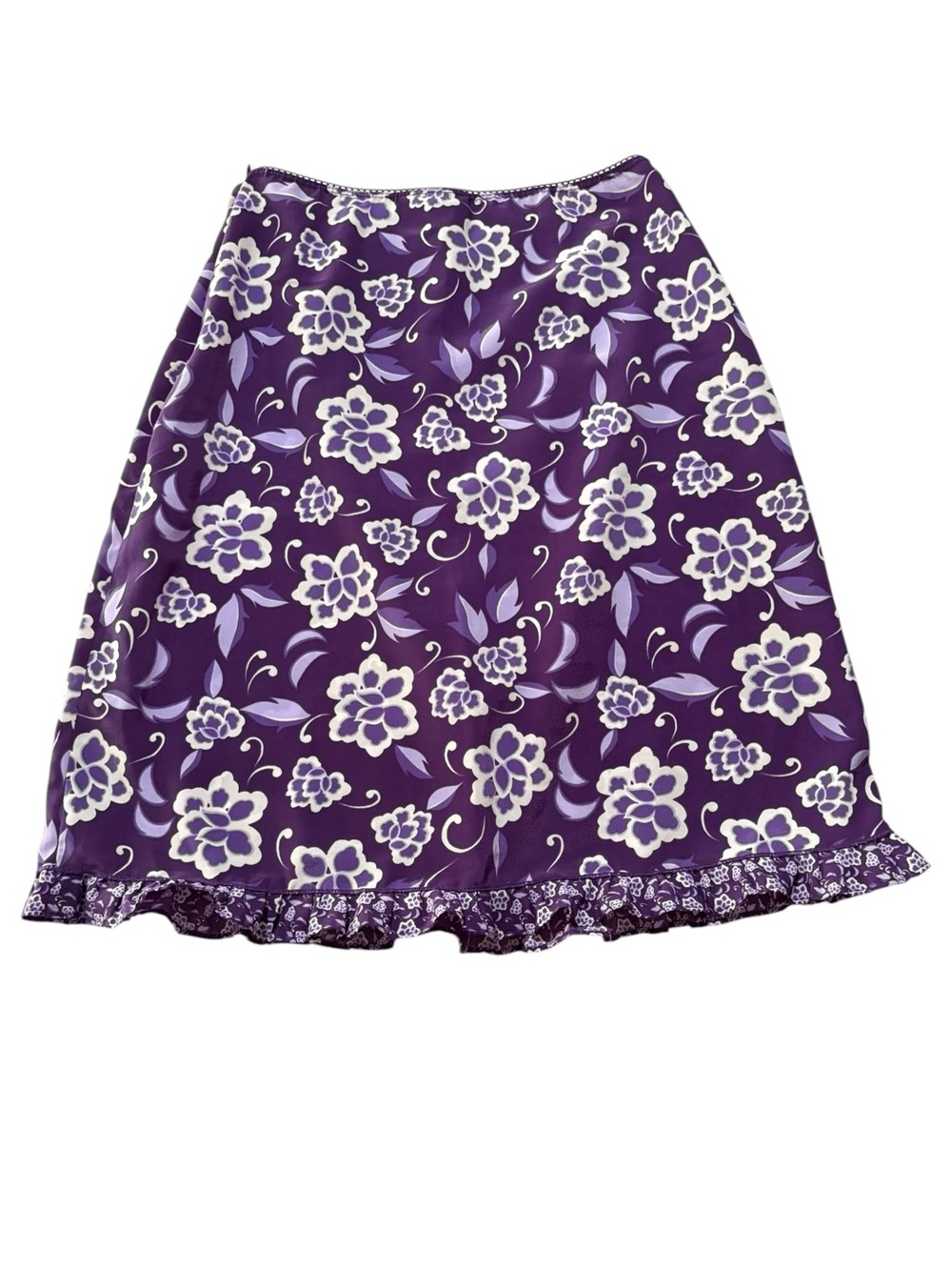 xhilaration size small y2k Women's Purple Floral Pencil Skirt with Ruffle Hem